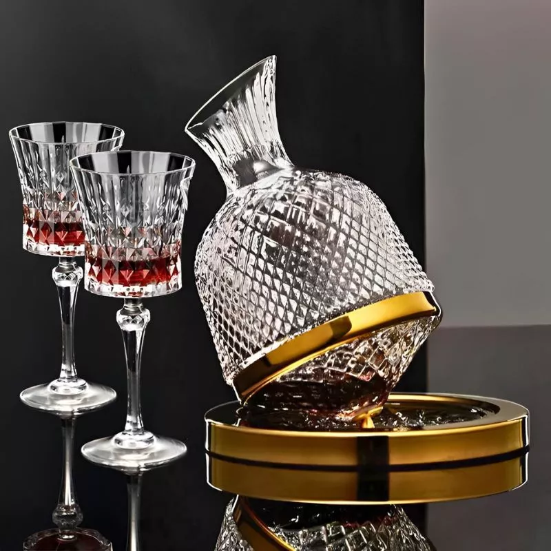 set-decantor-de-bauturi-rotativ-cu-2-pahare-auriu-706105